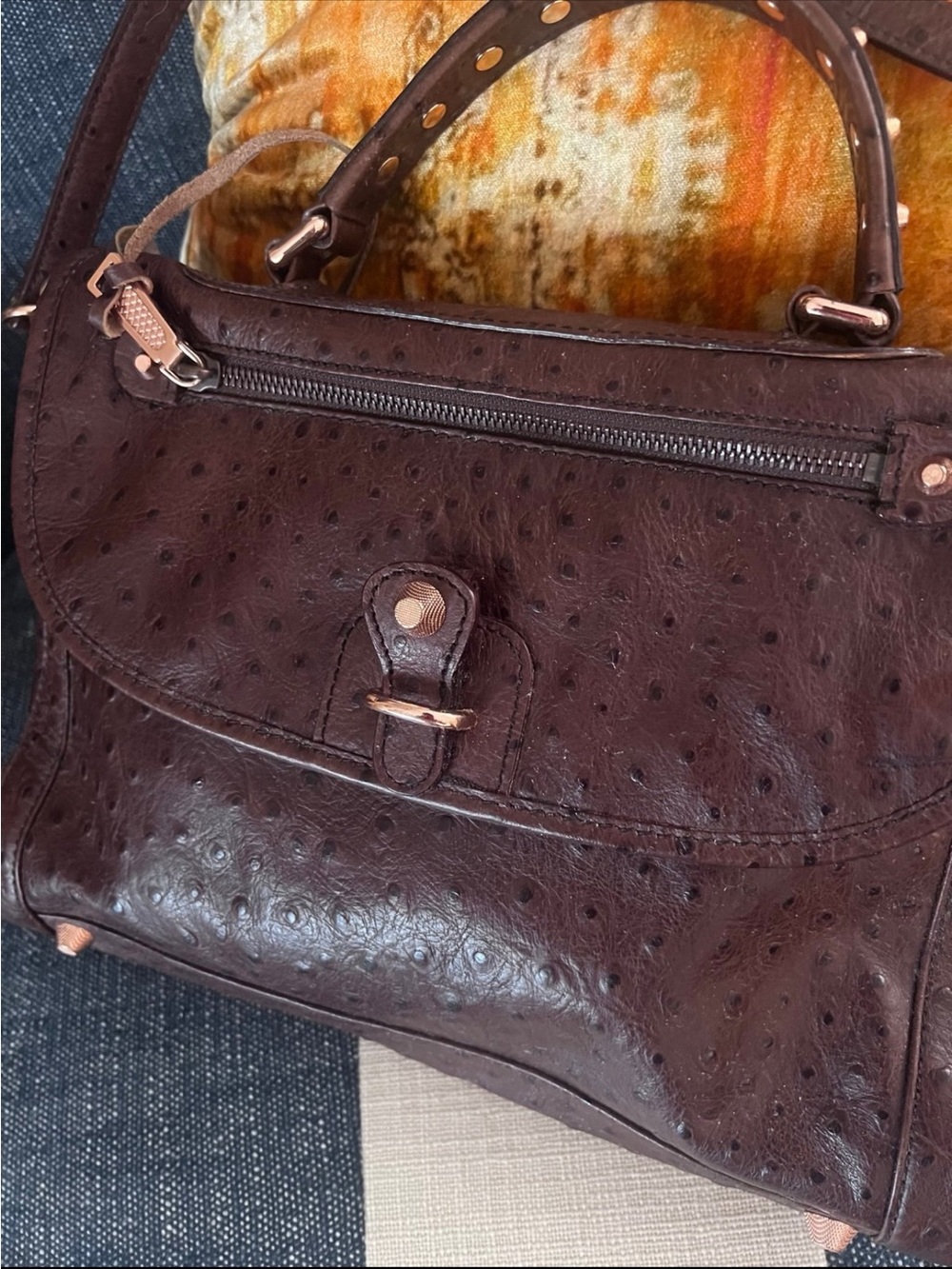 Rebecca Minkoff Dark Brown Textured Top-Handle Crossbody Bag - Picture 2 of 4